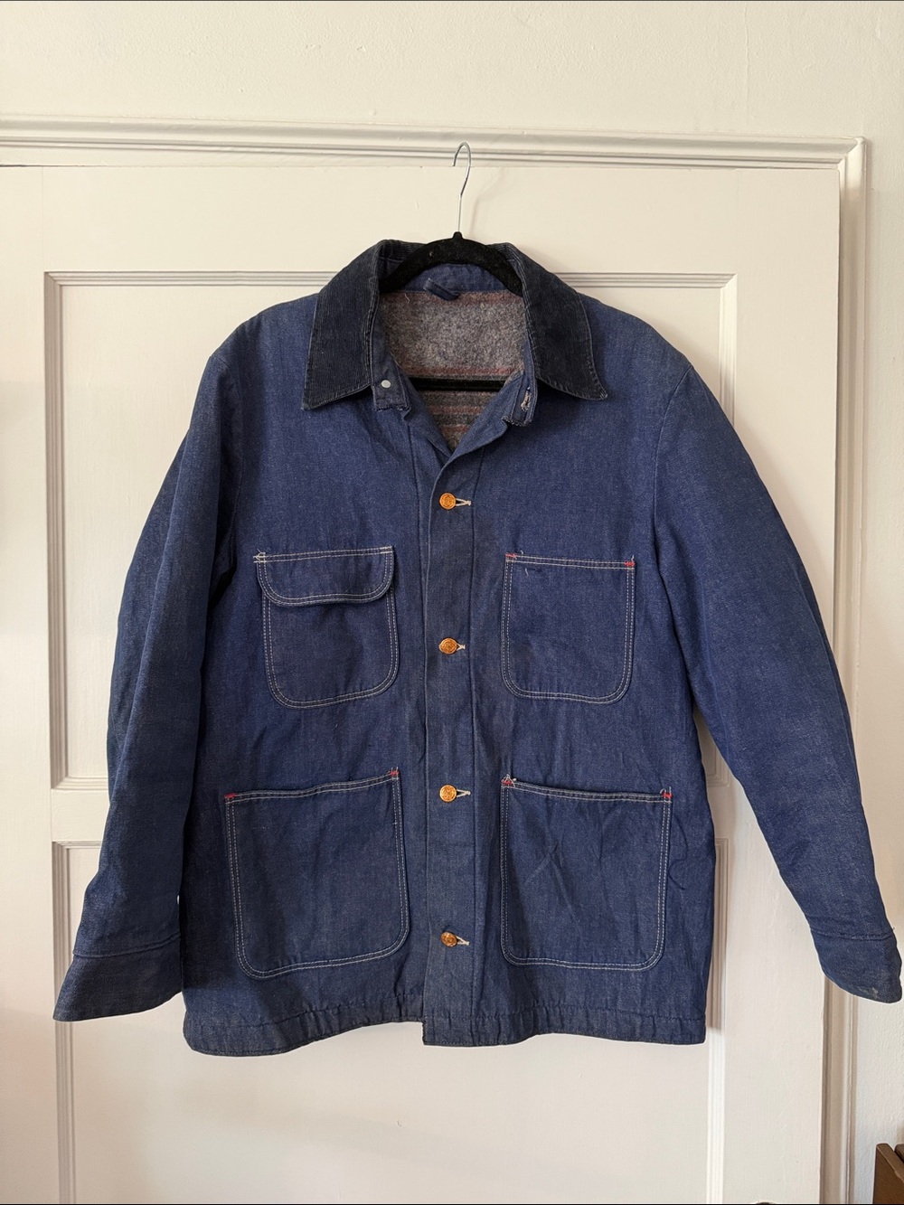 Men's Vintage 1970s Wrangler Indigo Denim Work Jacket Size 38 / M